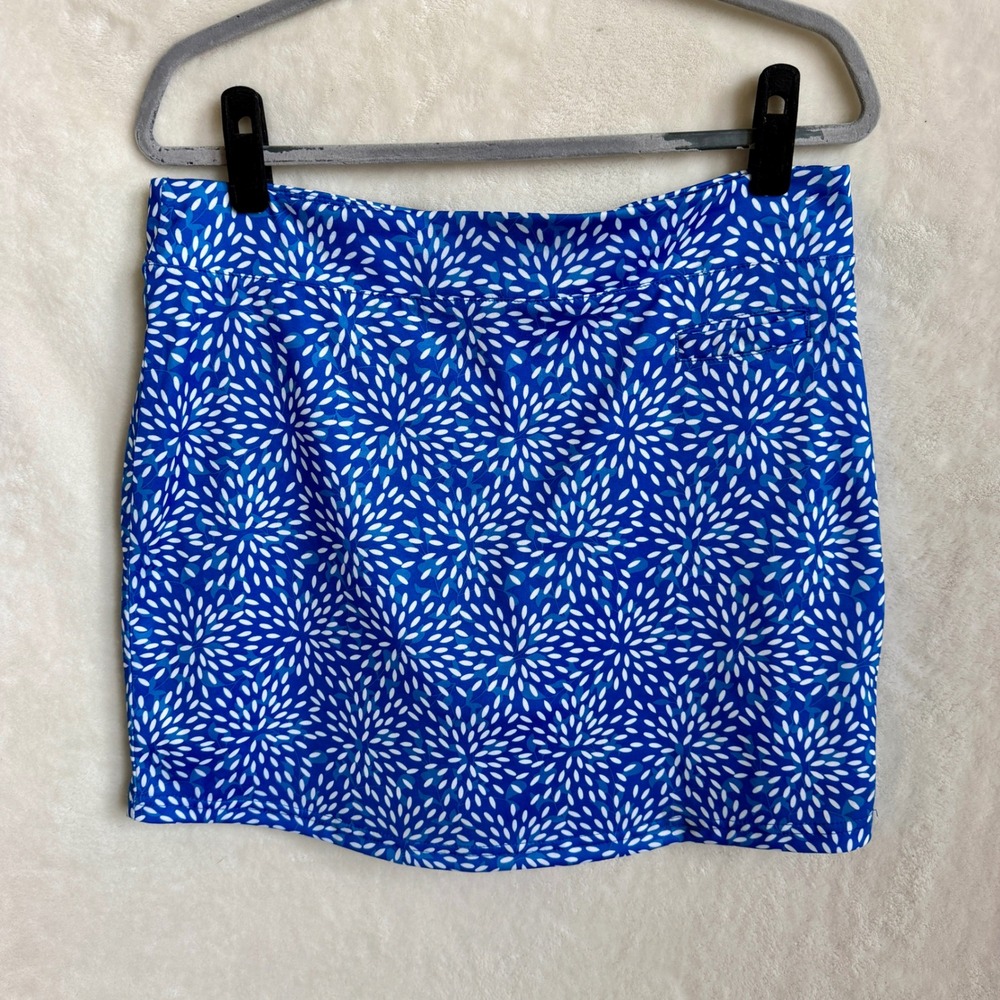 Pebble Beach Womens Blue White Floral Burst Print Dry Luxe Golf Skort Sz Med